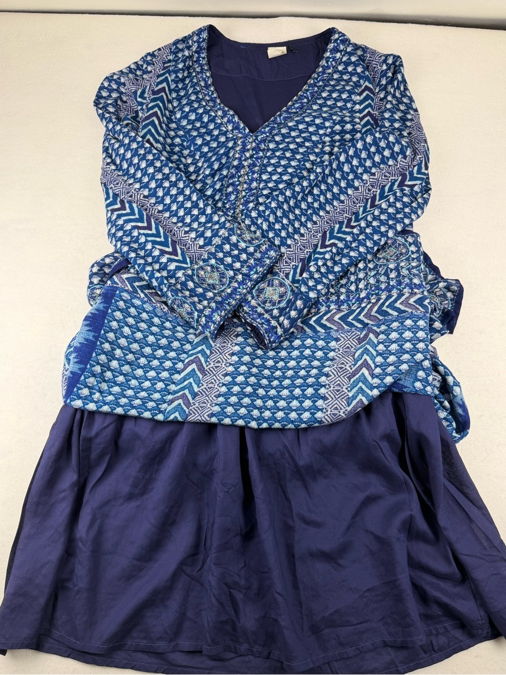 Akemi‎ + Kin Anthropologie Blue Boho Embroidered Tunic Dress XS - Picture 8 of 11